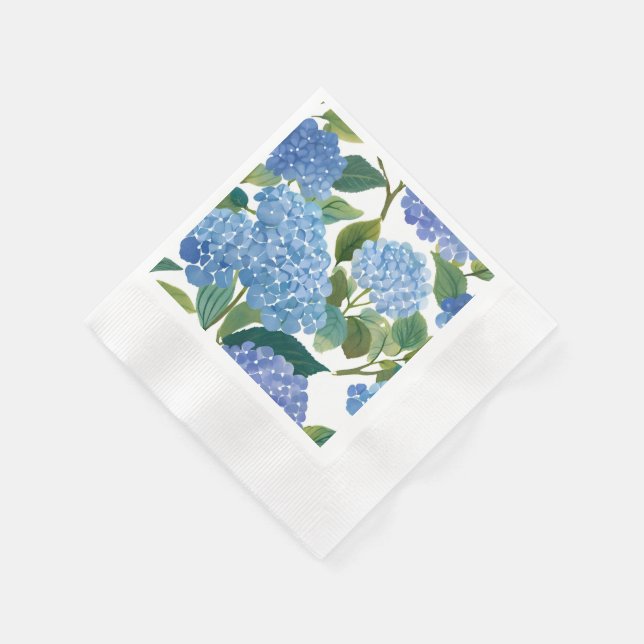 Serviette En Papier Blue Hydrangeas | Beau Floral Bush (Coin)