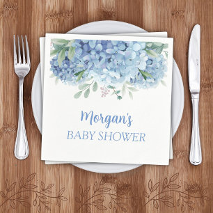 Serviette En Papier Blue Hydrangeas Floral Boy Baby shower