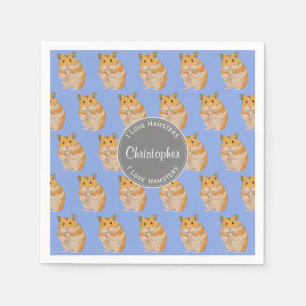 Serviette En Papier Blue I love Hamsters Hamster Motif