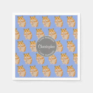 Serviette En Papier Blue I love Hamsters Hamster Motif