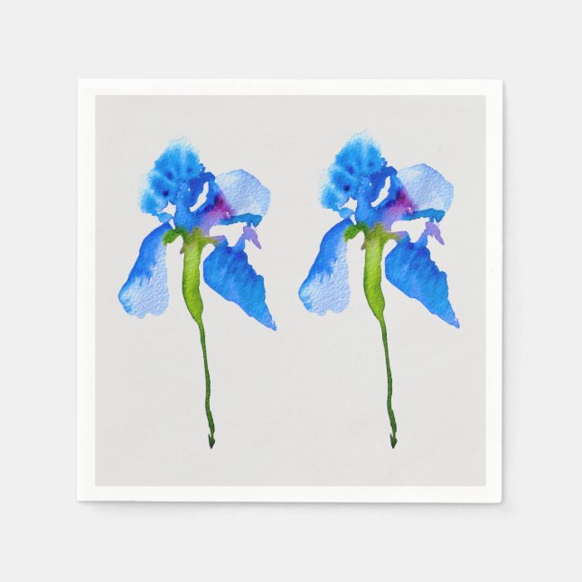 Serviette En Papier Blue iris fleuris art maison (Devant)