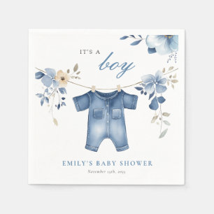 Serviette En Papier Blue Jean Denim Sweet Boy Baby shower