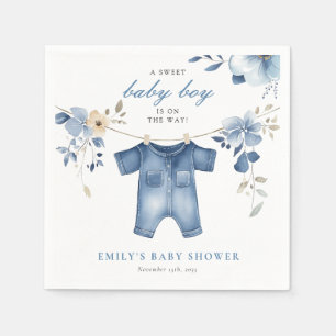 Serviette En Papier Blue Jean Denim Sweet Boy Baby shower