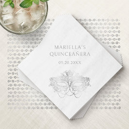 Serviette En Papier Blue Masquerade Mask Elegant Quinceanera