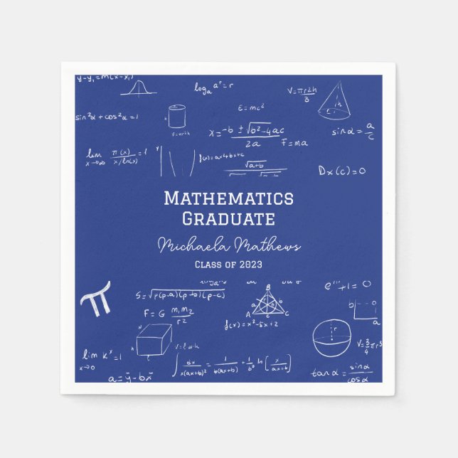 Serviette En Papier Blue Mathematics Graduate Class of Graduation (Devant)