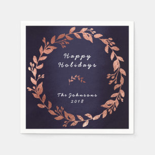 Serviette En Papier Blue Navy Rose Pink Gold Mariage Vacances