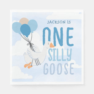 Serviette En Papier Blue One Silly Goose 1er anniversaire