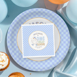 Serviette En Papier Blue One Silly Goose - Premier Anniversaire Garçon
