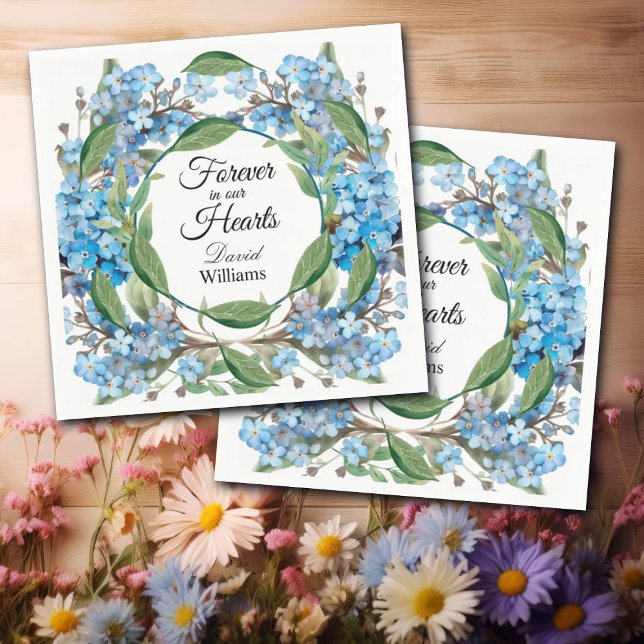 Serviette En Papier Blue Oubliez Moi Pas Fleurs Funérailles (Créateur téléchargé)