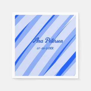 Serviette En Papier Blue pastel ajouter nom date boho lignes rétro mot