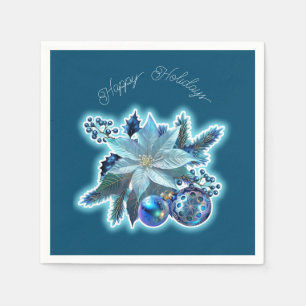 Serviette En Papier Blue Poinsettia Joy