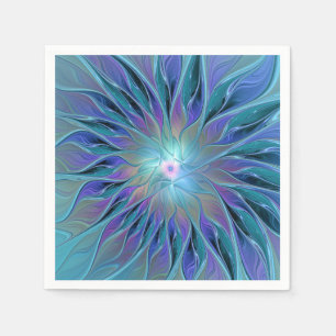 Serviette En Papier Blue Purple Flower Dream Abstrait Fractal Art