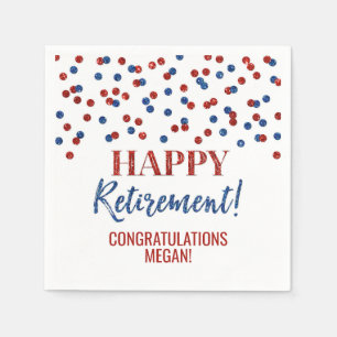 Serviette En Papier Blue Red Confetti joyeuse retraite