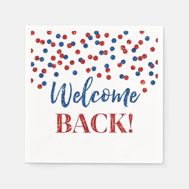 Serviette En Papier Blue Red Confetti Welcome Back Naples (Devant)