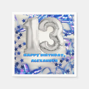Serviette En Papier Blue Ribbon & Stars Confetti 13e anniversaire