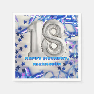 Serviette En Papier Blue Ribbon & Stars Confetti 18e anniversaire
