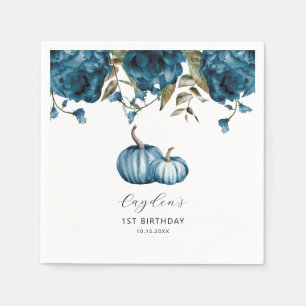 Serviette En Papier Blue Rustic Citrouille Automne fête d'anniversaire