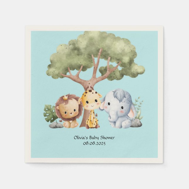 Serviette En Papier Blue safari baby shower  (Devant)
