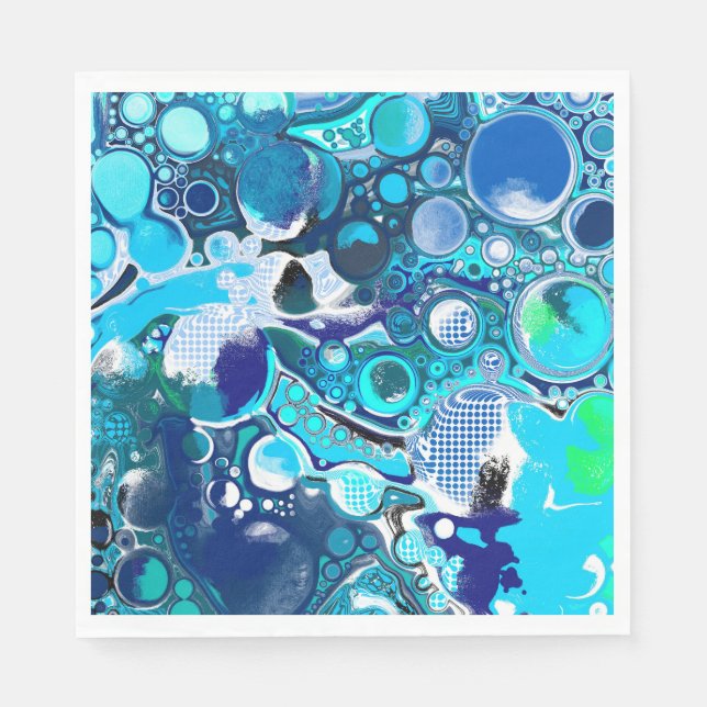 Serviette En Papier Blue Sea bulles Art Abstrait (Devant)