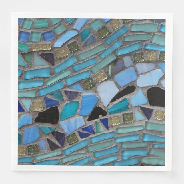 Serviette En Papier Blue Sea Glass Mosaic Dîner Papier Napkin (Devant)
