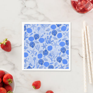 Serviette En Papier Blue Seashells BEACH Bridal Shoot Party