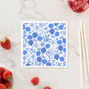 Serviette En Papier Blue Seashells BEACH Bridal Shoot Party