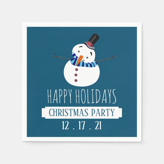 Serviette En Papier Blue Snowman, fête de Noël (Devant)