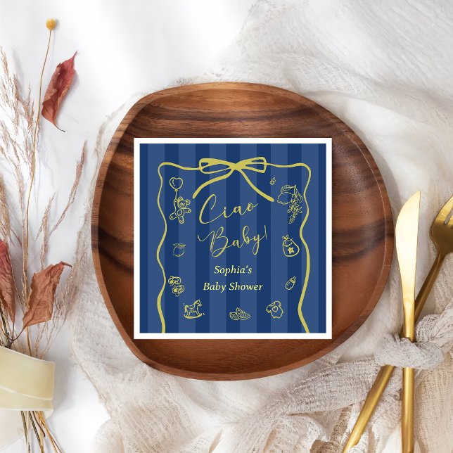 Serviette En Papier Blue Stripes Italian Themed Ciao Baby (Créateur téléchargé)