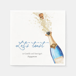 Serviette En Papier Blue Toast Couples Engagement Party