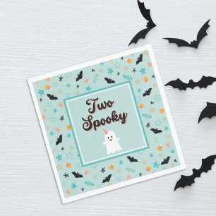 Serviette En Papier Blue Two Éffrayant Cute Ghost Halloween Anniversai