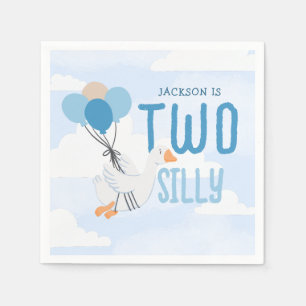 Serviette En Papier Blue Two Silly Goose 2e fête d'anniversaire