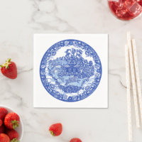 Blue White Willow Rabbit Classic Whimsical serviet