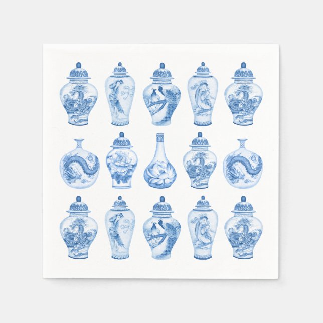 Serviette En Papier Blue Willow Chinoiserie Ginger Jars Chine (Devant)