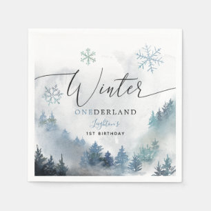 Serviette En Papier Blue Winter ONEderland Fête d'anniversaire du garç