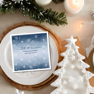 Serviette En Papier Blue Winter Wonderland Mariage de Noël