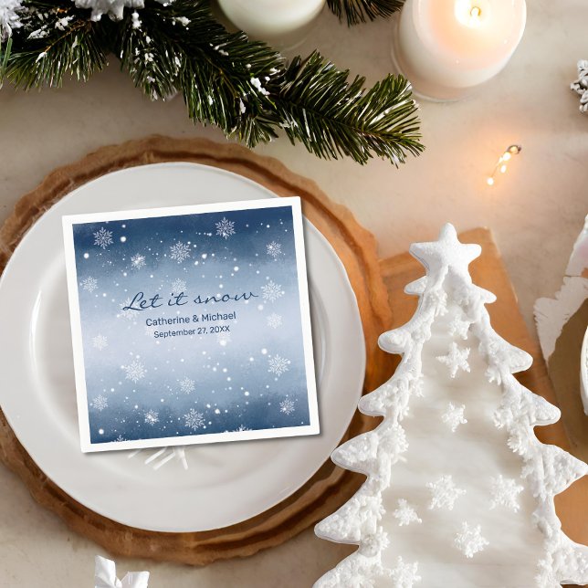 Serviette En Papier Blue Winter Wonderland Mariage de Noël (Créateur téléchargé)