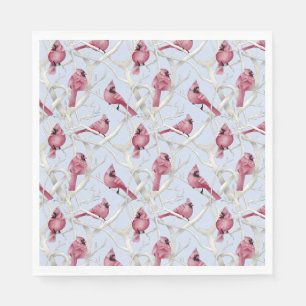 Serviette En Papier Blue Winter Woodland Noël Cardinal Birds