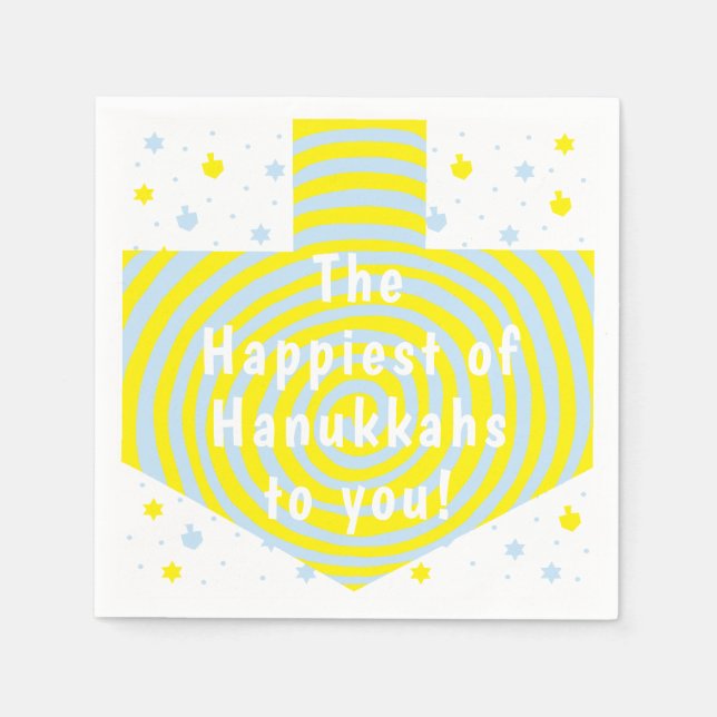 Serviette En Papier Blue Yellow Hanoukka Swirl Dreidel (Devant)