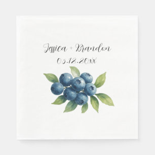 Serviette En Papier Blueberries Fruit Blueberry Watercolor Mariage