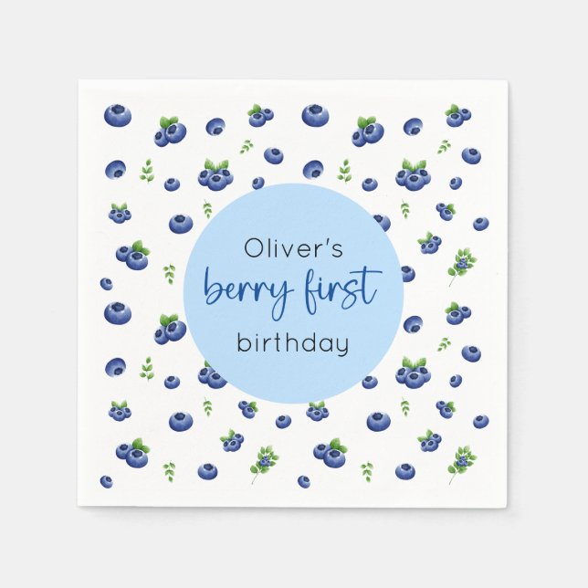 Serviette En Papier Blueberry 1er anniversaire Berry First (Devant)