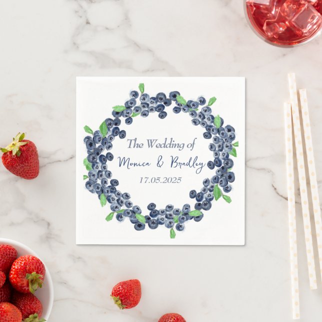 Serviette En Papier Blueberry Blueberries Fruits Mariage d'été (En situation)