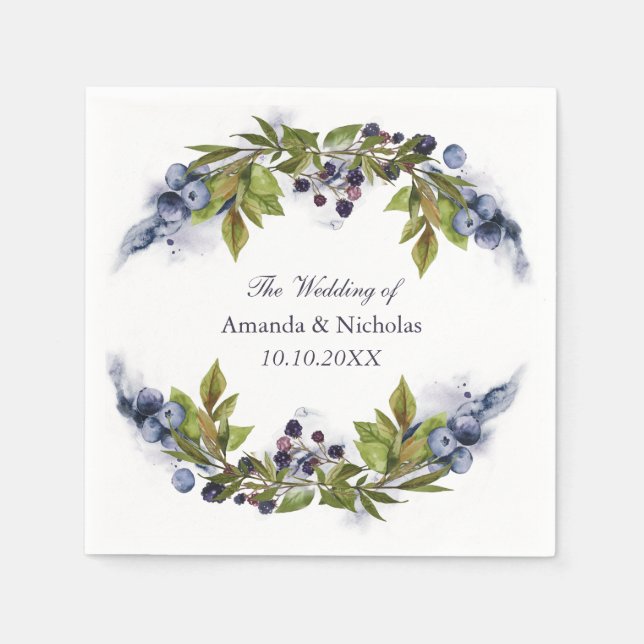 Serviette En Papier Blueberry mariage de automne personnalisé (Devant)