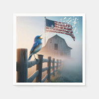 Bluebird Chante Avec Drapeau Américain