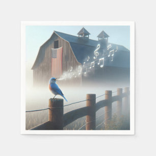 Serviette En Papier Bluebird Chanter Dans Matin Mist