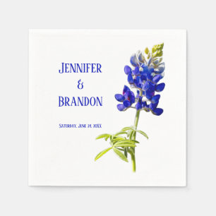 Serviette En Papier Bluebonnet Floral sur blanc, Mariage