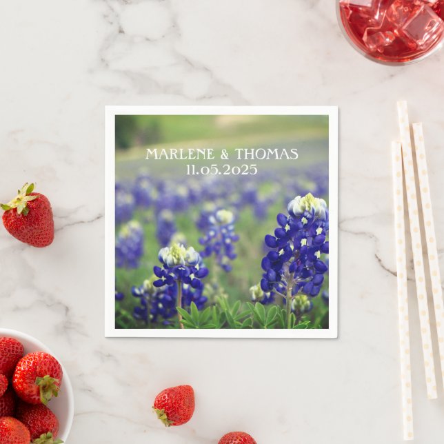 Serviette En Papier Bluebonnets Blue Flowers Texas Floral Mariage (En situation)