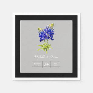 Serviette En Papier Bluebonnets du Texas sur le gris clair, mariage du