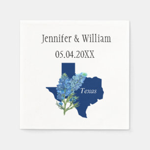 Serviette En Papier Bluebonnets Texas fleurs aquarelle Mariage Floral