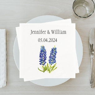 Serviette En Papier Bluebonnets Texas fleurs aquarelle Mariage Floral