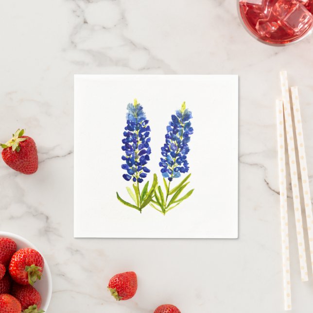 Serviette En Papier Bluebonnets Texas Floral Fleur sauvage Aquarelle (En situation)